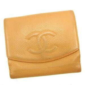Chanel Wallet Purse Folding wallet COCO Beige Woman Authentic Used Y6205